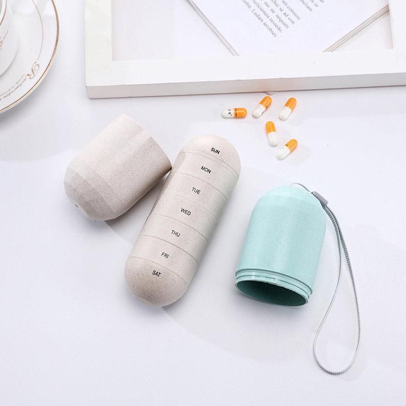 Sealed 7 Compartment Rotating Pill Box Weekly Travel Capsule Organizer Case V528-PILL-BOX-363412