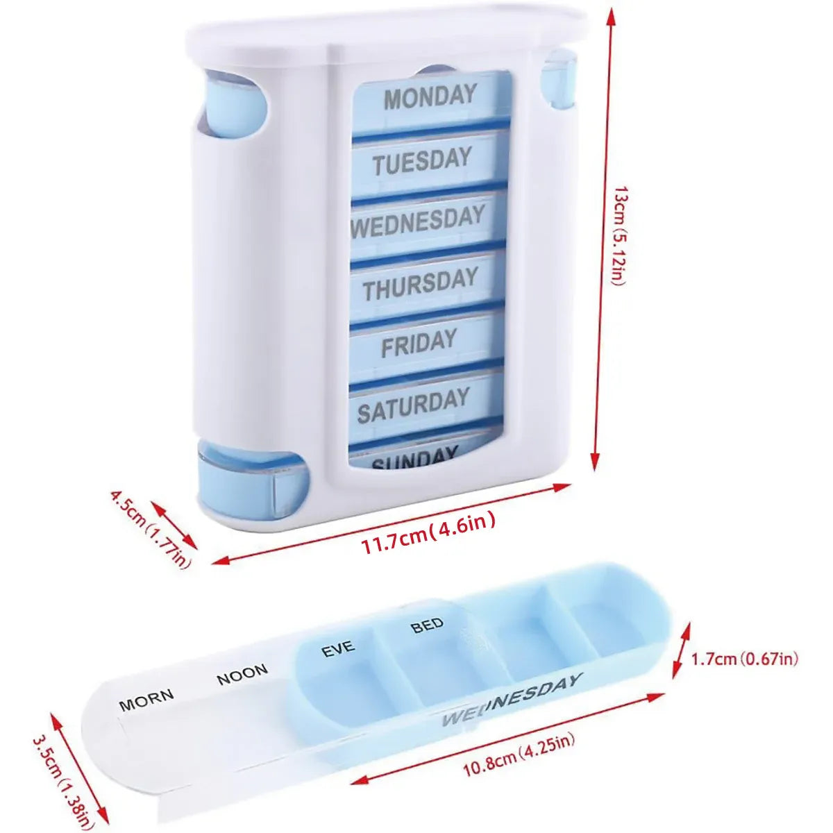 7 Day Pill Box Dispenser Storage Daily Holder Organiser Tablet Medicine Weekly V528-PILL-BOX-930104
