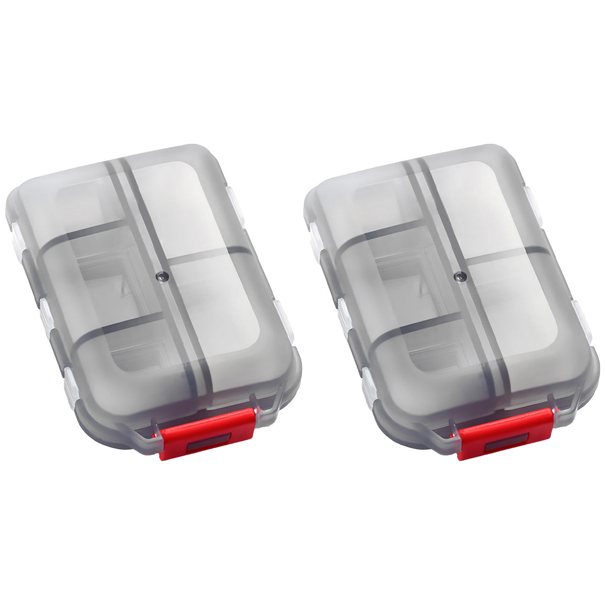 Small Pill Case Vitamin Holder Container 6/10Compartments Double Layer Holder - Purple-6 Grids V528-PILL-BOX-GREY-259820