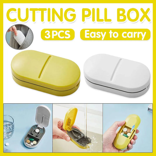3PCS Tablet Cutter Pill Splitter Portable Medicine Box Pill Organizer Divider - White V528-PILL-CASE-WHITE-3PCS-395917