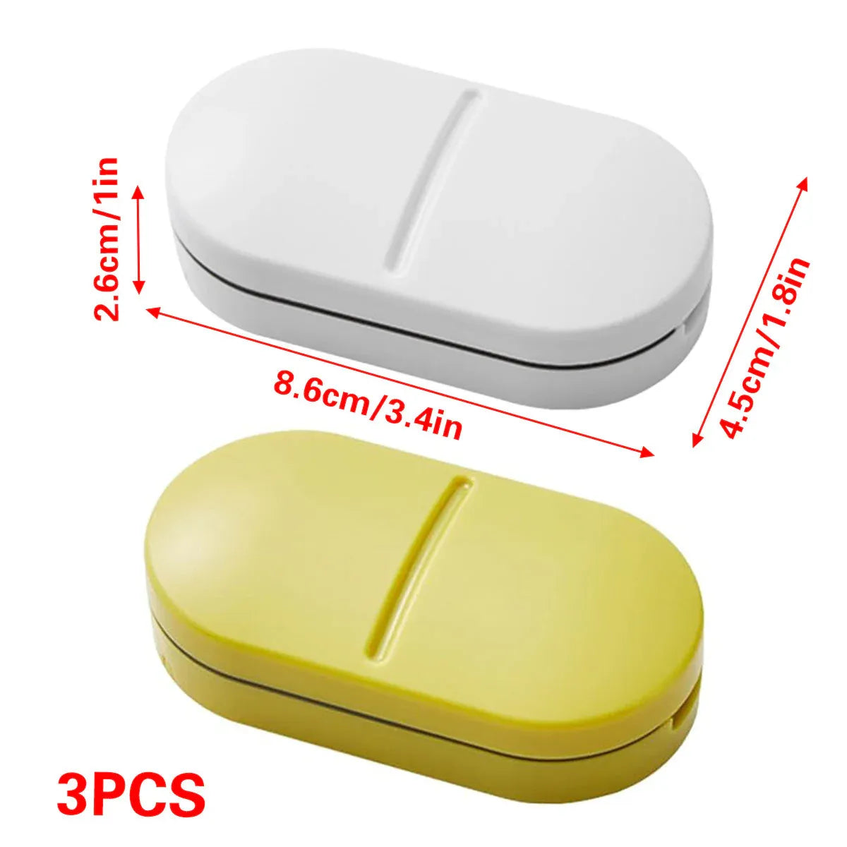 3PCS Tablet Cutter Pill Splitter Portable Medicine Box Pill Organizer Divider - White V528-PILL-CASE-WHITE-3PCS-395917