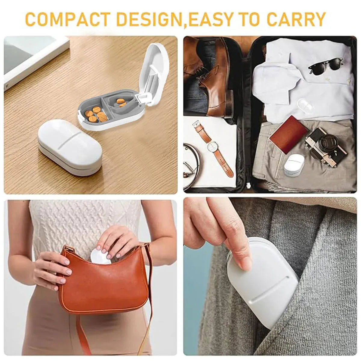 3PCS Tablet Cutter Pill Splitter Portable Medicine Box Pill Organizer Divider - White V528-PILL-CASE-WHITE-3PCS-395917