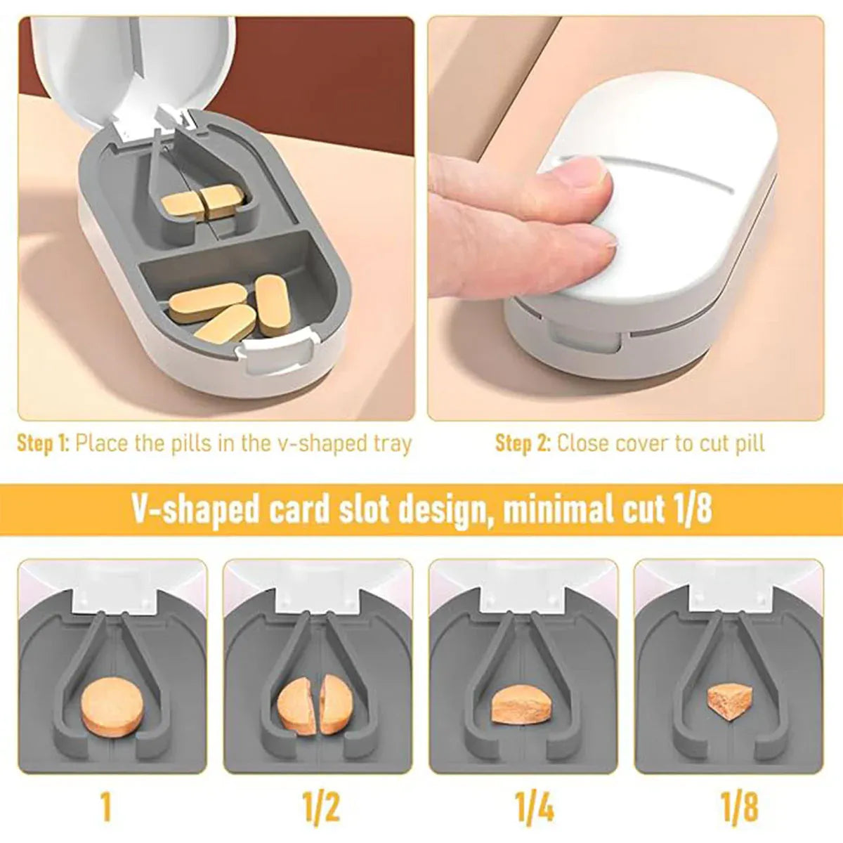 3PCS Tablet Cutter Pill Splitter Portable Medicine Box Pill Organizer Divider - White V528-PILL-CASE-WHITE-3PCS-395917