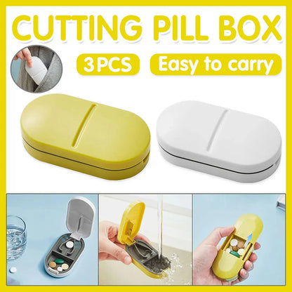 3PCS Tablet Cutter Pill Splitter Portable Medicine Box Pill Organizer Divider - Yellow V528-PILL-CASE-YELLOW-3PCS-103970