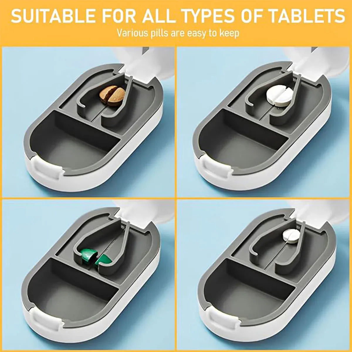 3PCS Tablet Cutter Pill Splitter Portable Medicine Box Pill Organizer Divider - Yellow V528-PILL-CASE-YELLOW-3PCS-103970