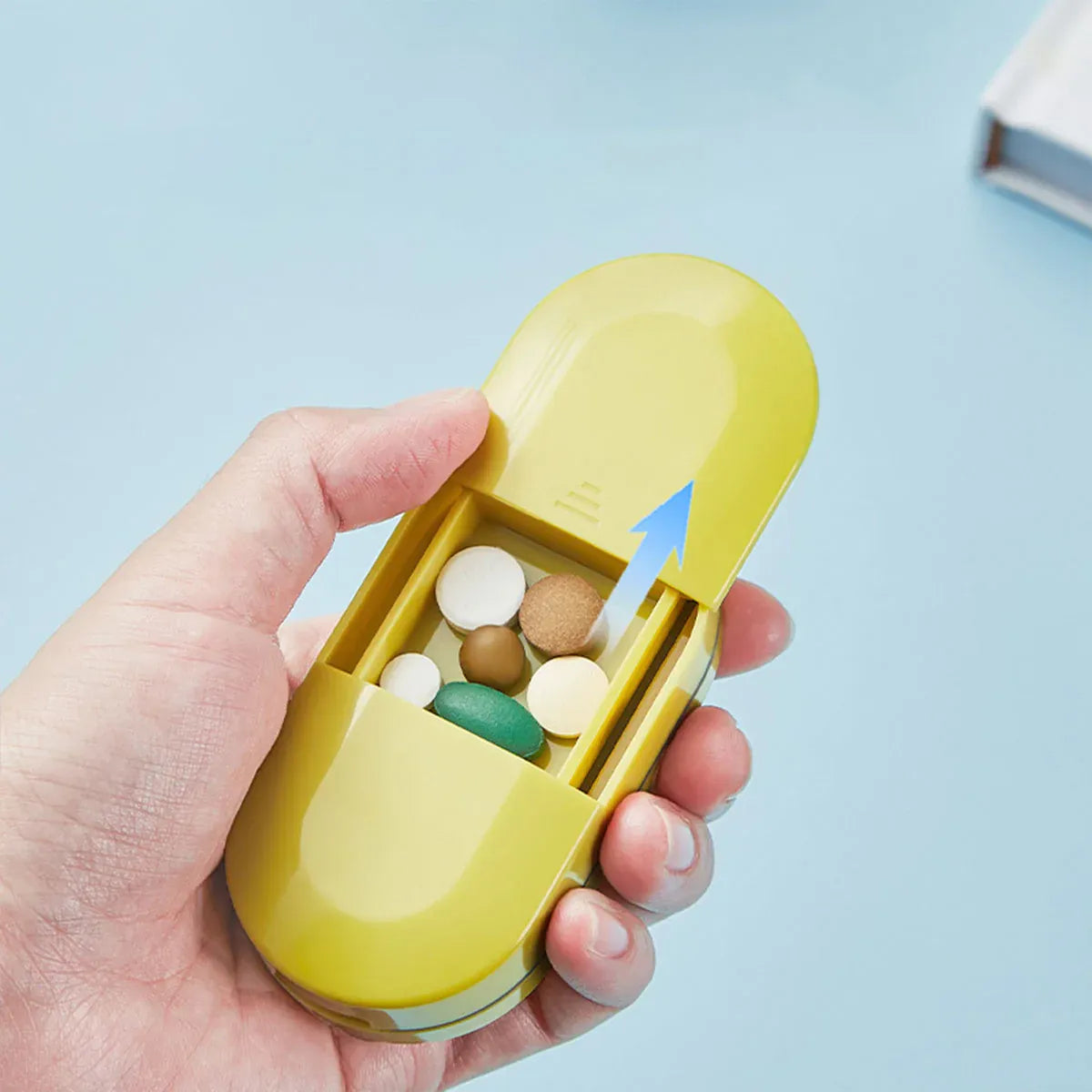 3PCS Tablet Cutter Pill Splitter Portable Medicine Box Pill Organizer Divider - Yellow V528-PILL-CASE-YELLOW-3PCS-103970
