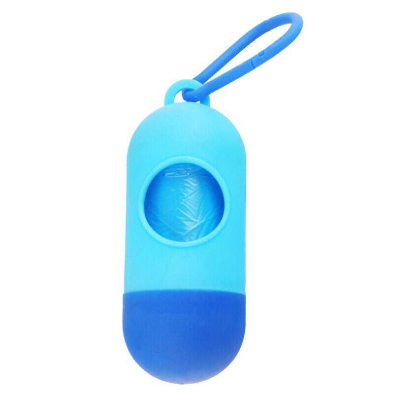 Portable Dog Waste Bag Dispenser with Refill Rolls for Pet Walking Cleanup - Grey + Red V528-PILL-GREY+RED-44929