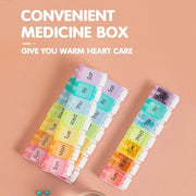 7 Day Weekly Pill Organizer Box with Push Button Rainbow Compartments Travel Case V528-PILLBO-756910
