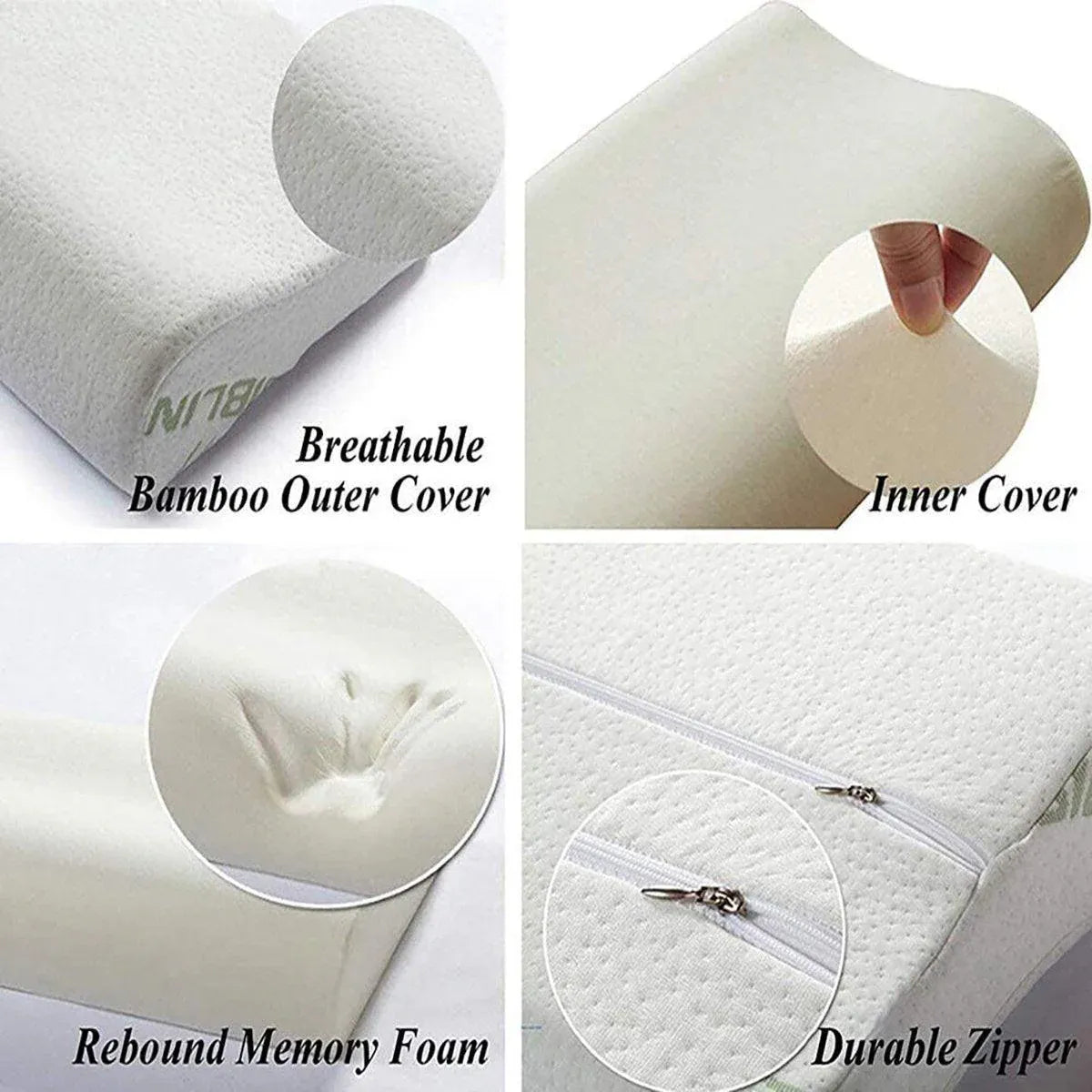 1/2PCS Memory Foam Neck Pillow Wavy Contour Slow Rebound Pillow - 60x40x12cm-2pcs V528-PILLOW-10CM-2PCS-421795