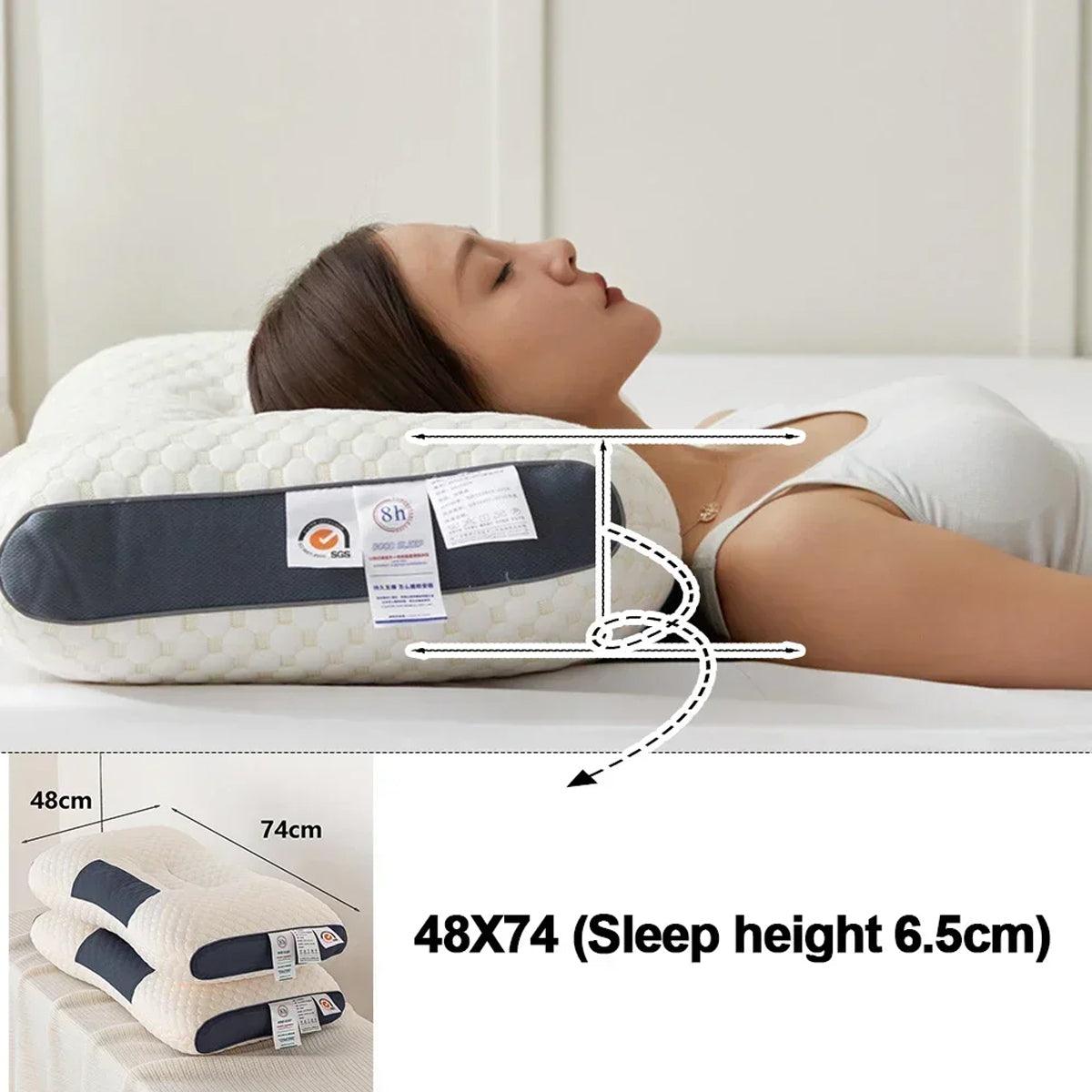 Ergonomic Contour Pillow Knitted Cotton Filling Neck Support for All Sleepers - 1PC V528-PILLOW-1PC-276316