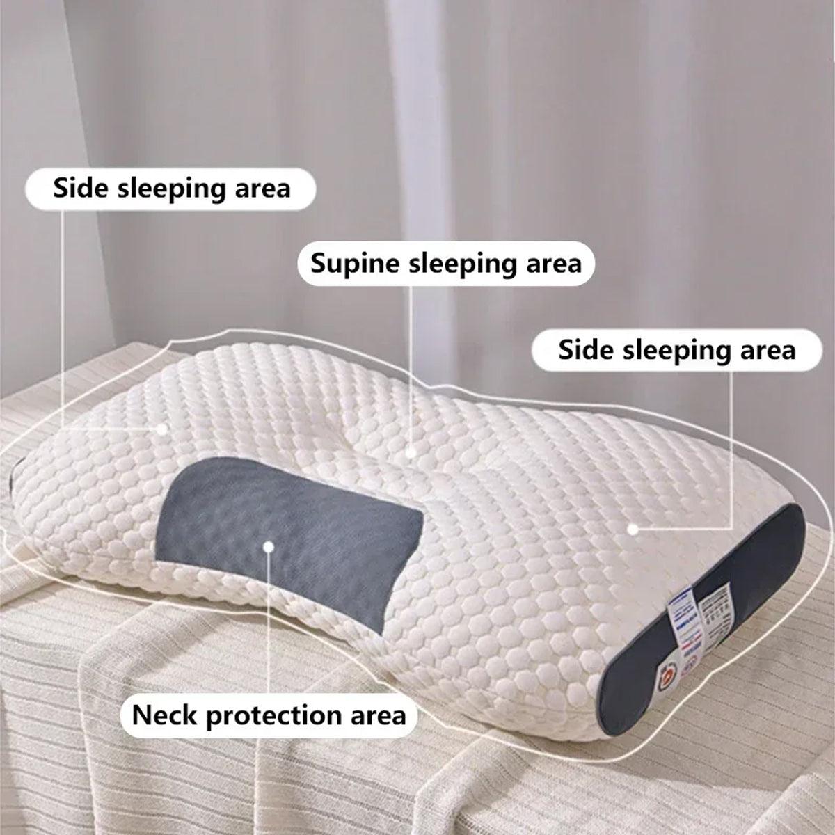 Ergonomic Contour Pillow Knitted Cotton Filling Neck Support for All Sleepers - 1PC V528-PILLOW-1PC-276316