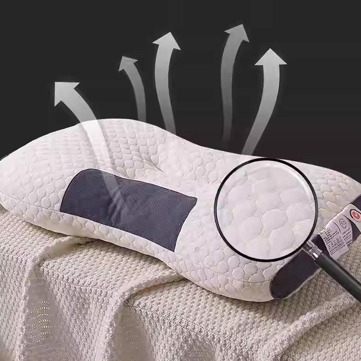 Ergonomic Contour Pillow Knitted Cotton Filling Neck Support for All Sleepers - 1PC V528-PILLOW-1PC-276316