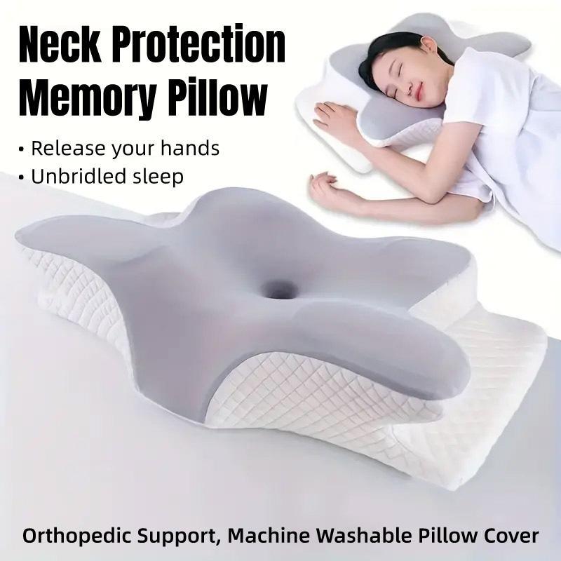 Memory Foam Butterfly Neck Pillow for Enhanced Comfort and Sleep Positioning V528-PILLOW-GREY-900090
