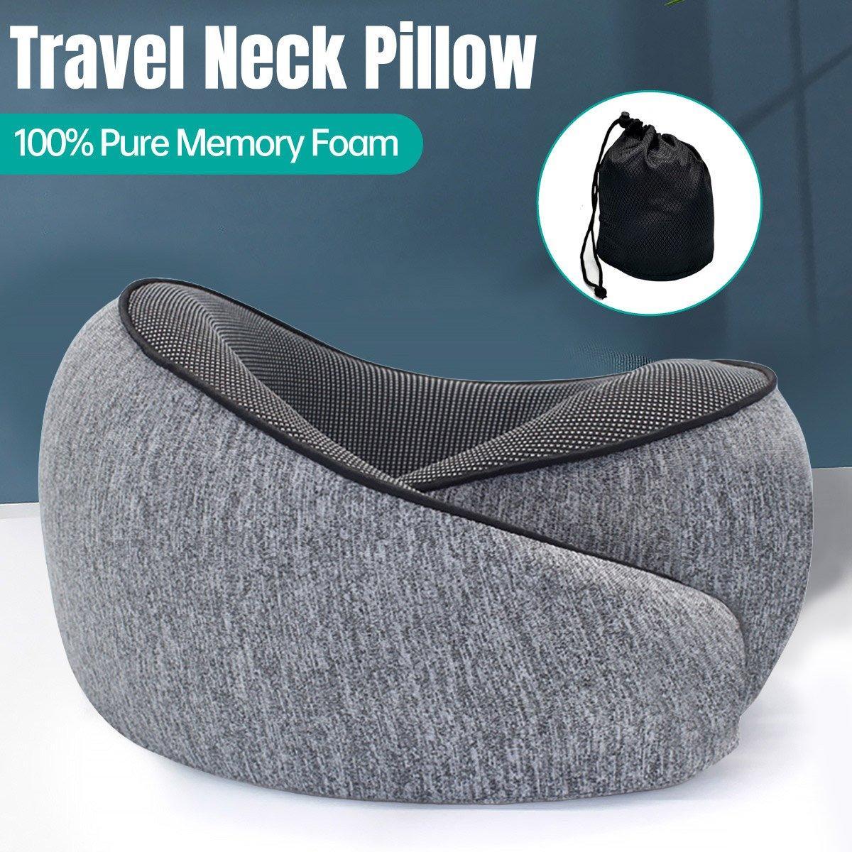 Neck Pillow for Travel Memory Foam Comfortable Breathable Soft U-Shaped V528-PILLOW-U-GREY-605068