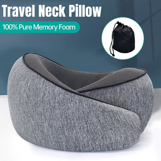 Neck Pillow for Travel Memory Foam Comfortable Breathable Soft U-Shaped V528-PILLOW-U-GREY-605068