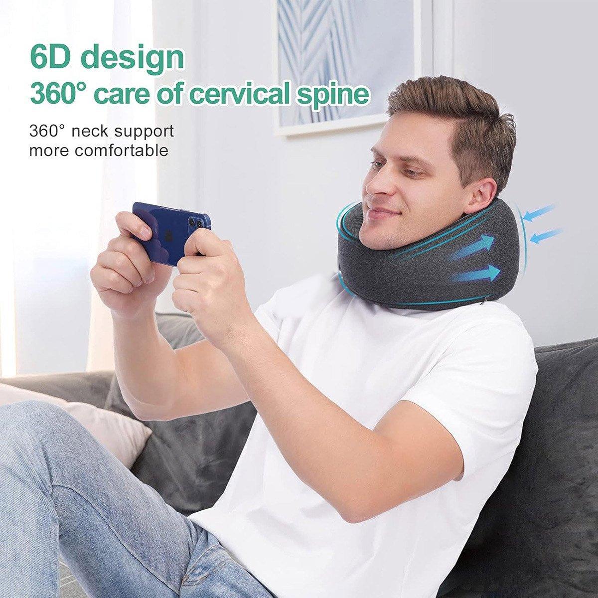 Neck Pillow for Travel Memory Foam Comfortable Breathable Soft U-Shaped V528-PILLOW-U-GREY-605068