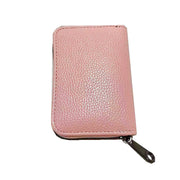 Compact Zipper Organ Card Cover Holder Wallet ID Bag Short Coin Purse Pockets - Pink V528-PINK-A69614
