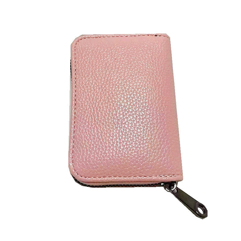 Compact Zipper Organ Card Cover Holder Wallet ID Bag Short Coin Purse Pockets - Pink V528-PINK-A69614