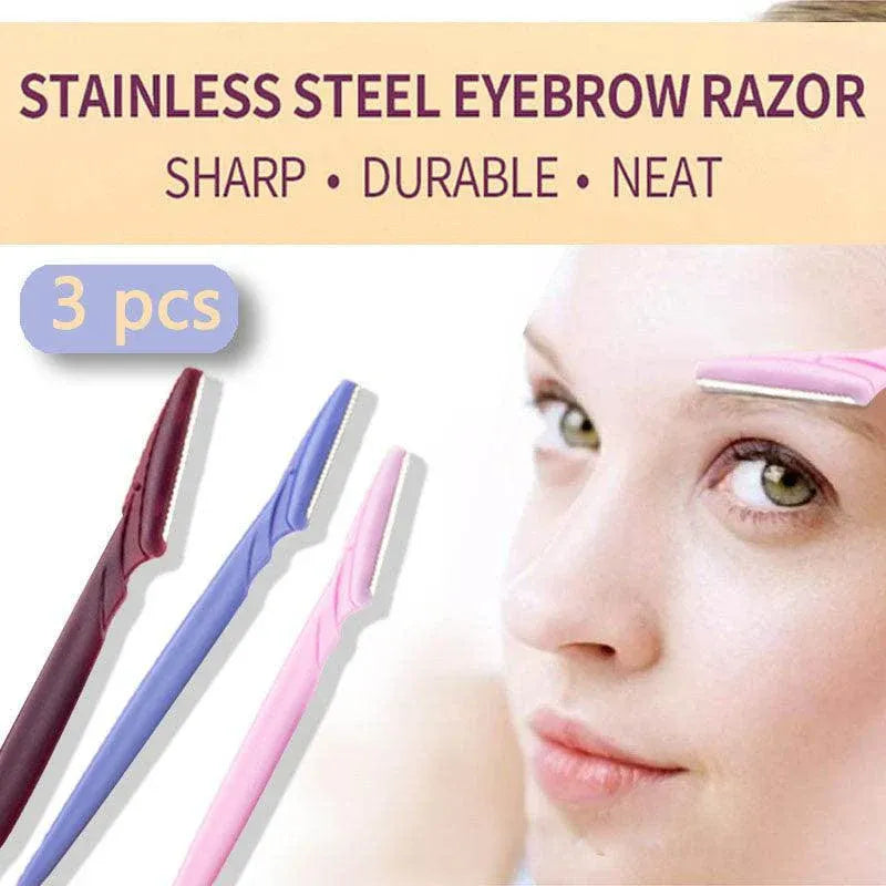 Eyebrow Razor Trimmer Shaver Facial Blade Shave Shaper Hair Remover Women Eye - 3 PCS V528-PINKBLUEBROWNQTY-3PCS92493