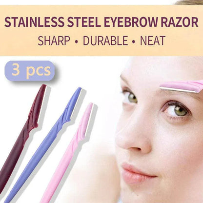 Eyebrow Razor Trimmer Shaver Facial Blade Shave Shaper Hair Remover Women Eye - 3 PCS V528-PINKBLUEBROWNQTY-3PCS92493