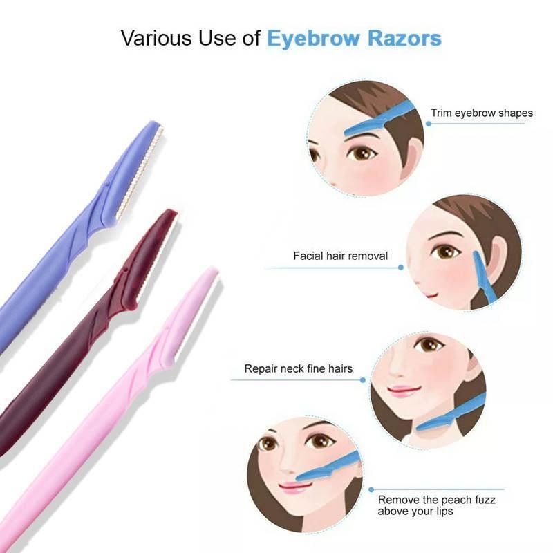 Eyebrow Razor Trimmer Shaver Facial Blade Shave Shaper Hair Remover Women Eye - 3 PCS V528-PINKBLUEBROWNQTY-3PCS92493