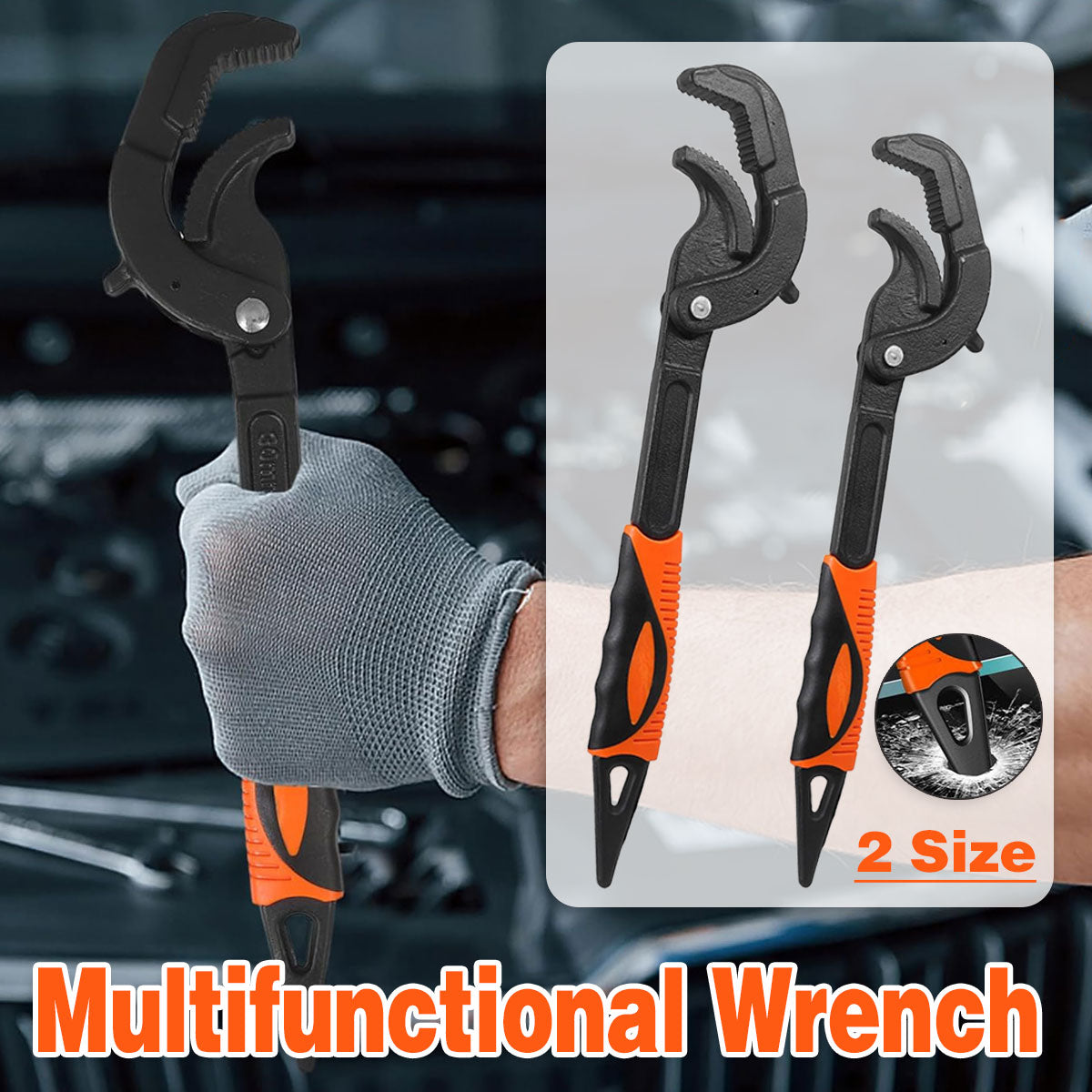 Pipe Wrench Quick Adjust Spanner Multi Functional Water Pipe Tool Heavy Duty - L V528-PIPE-WRENCH-L-809719