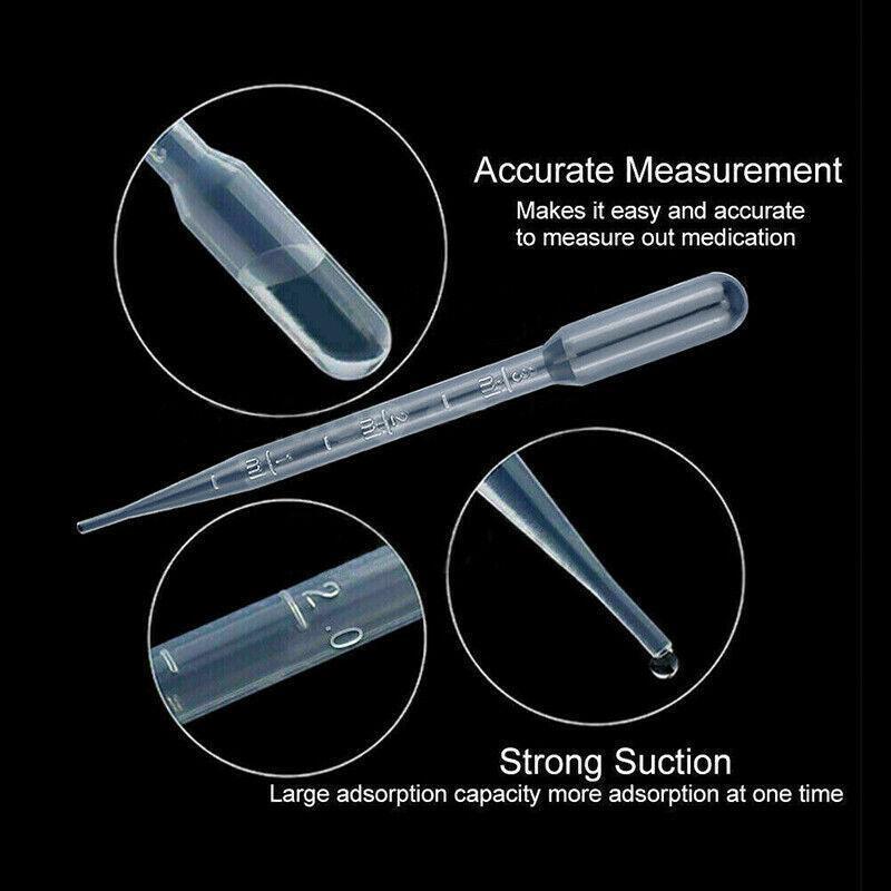 100X 3ml Disposable Graduated Plastic Pipettes for Liquid Transfer - 100PCS V528-PIPETTES-3ML-100PCS-64622