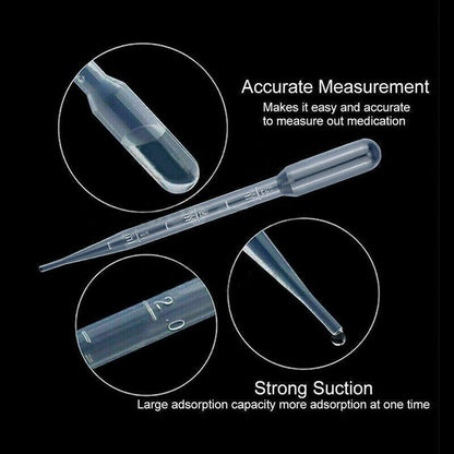 100X 3ml Disposable Graduated Plastic Pipettes for Liquid Transfer - 100PCS V528-PIPETTES-3ML-100PCS-64622