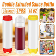 16oz Plastic Sauce Dispenser Bottles Large Capacity Double-ended Squeeze Bottles - Red V528-PIPING-GAG-4PCS-RED-586417