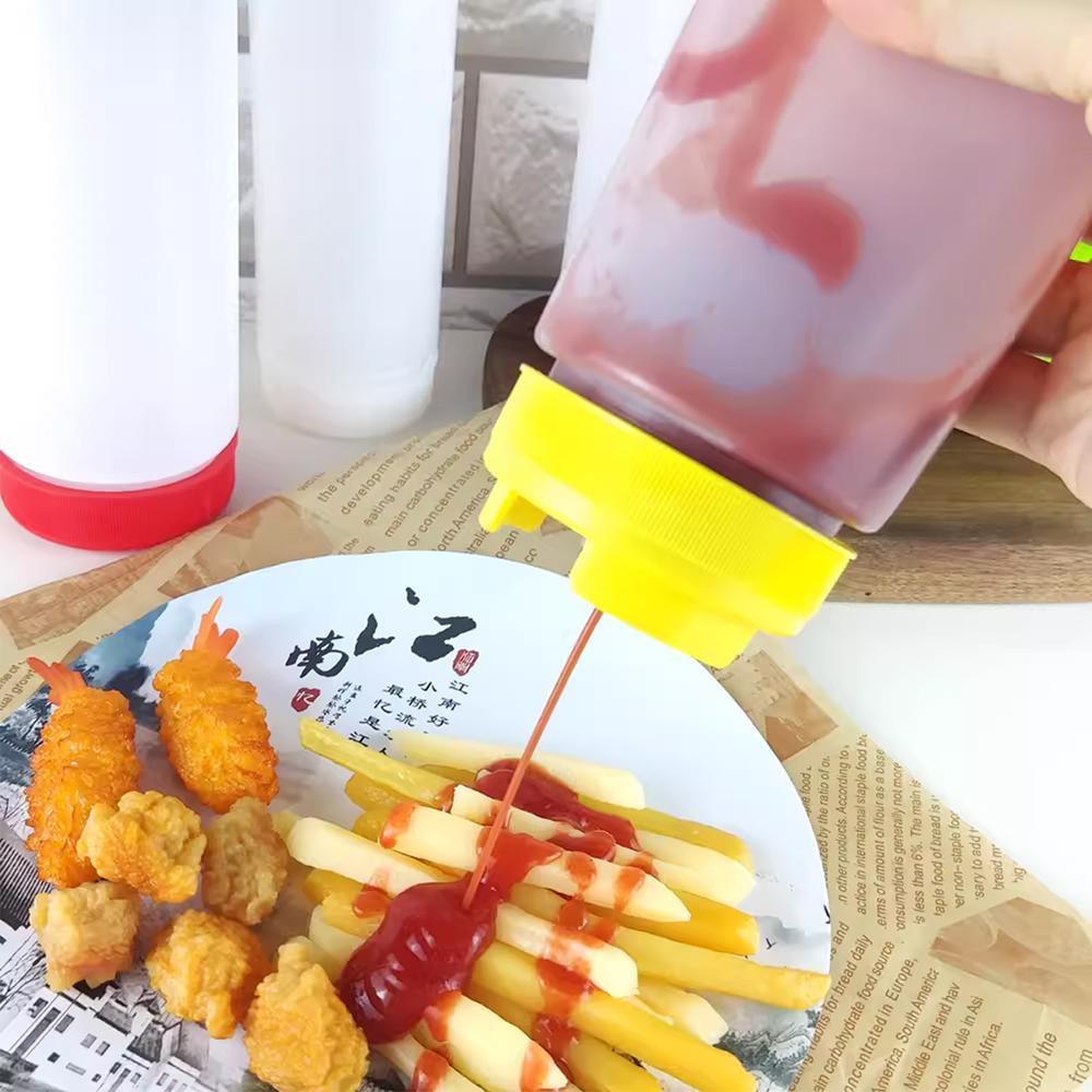 16oz Plastic Sauce Dispenser Bottles Large Capacity Double-ended Squeeze Bottles - Red V528-PIPING-GAG-4PCS-RED-586417