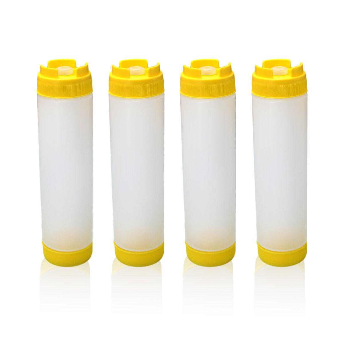 16oz Plastic Sauce Dispenser Bottles Large Capacity Double-ended Squeeze Bottles - Red V528-PIPING-GAG-4PCS-RED-586417