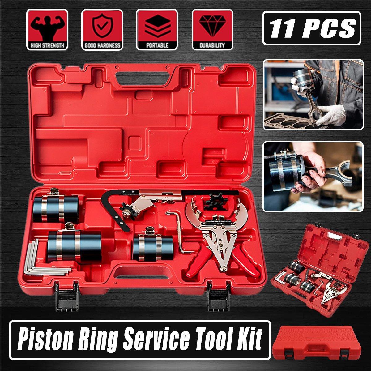 11X Auto Engine Piston Ring Service Tool Set Compressor Tools Kit for Car V528-PISTON-TOOL-11PCS-666848