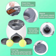 Interactive Dog Toy Tennis Feeder Machine for Training and Treat Rewards - Grey V528-PITCHING-MACHINE-GREY-594879