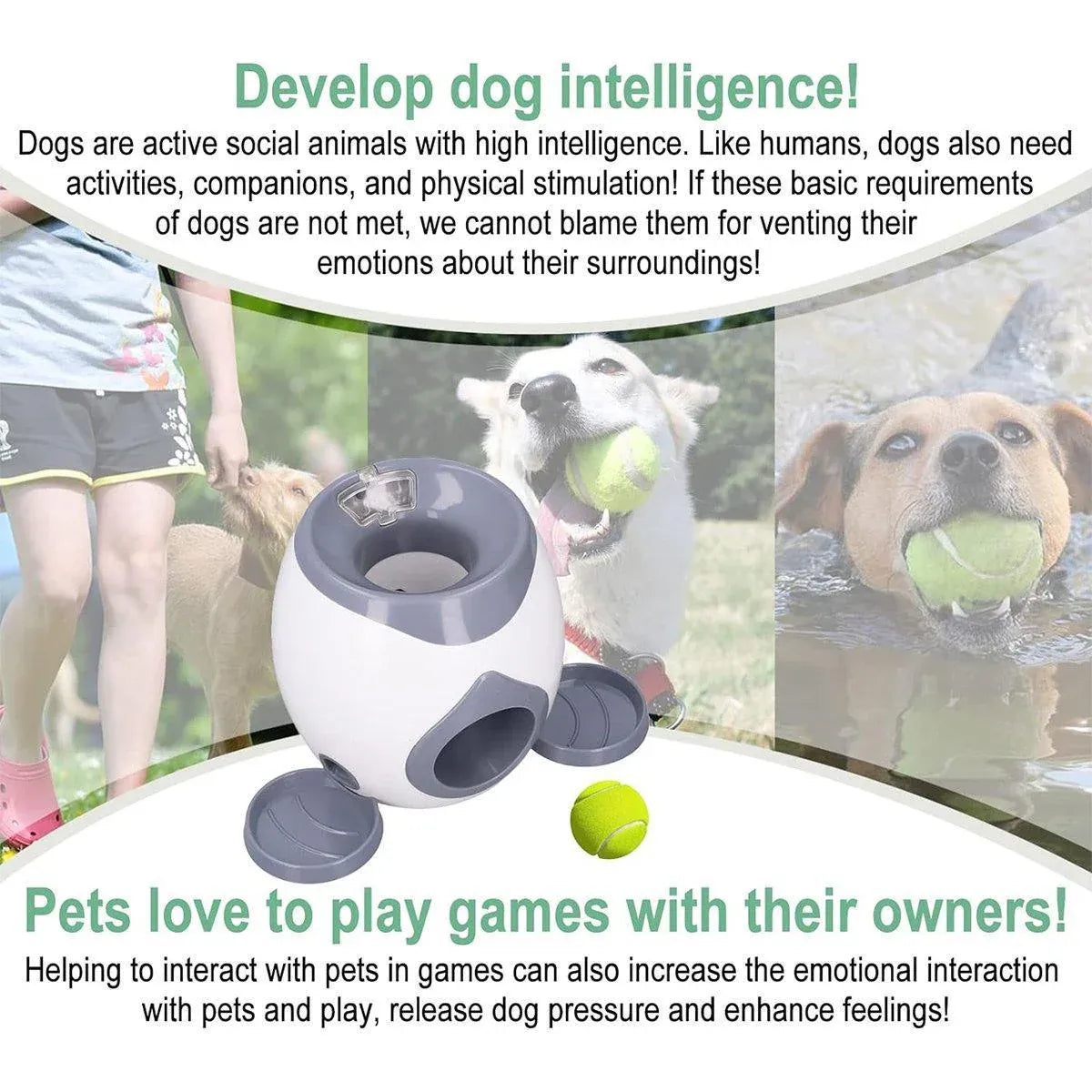 Interactive Dog Toy Tennis Feeder Machine for Training and Treat Rewards - Grey V528-PITCHING-MACHINE-GREY-594879
