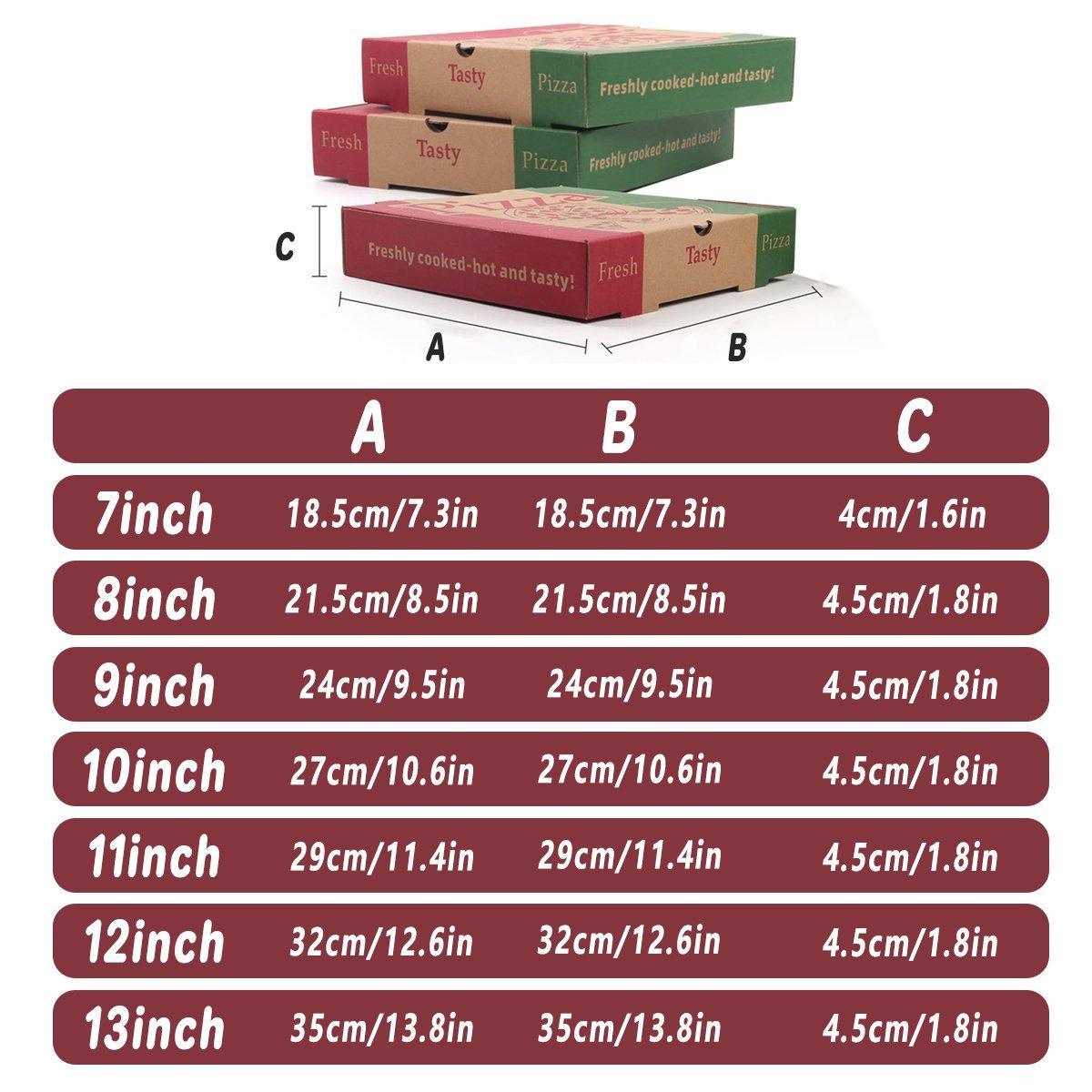 50pcs Pizza Packing Boxes Folding Box Durable Food Storage Containers Colourful - 12inch