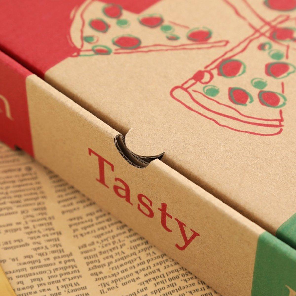 50pcs Pizza Packing Boxes Folding Box Durable Food Storage Containers Colourful - 8inch
