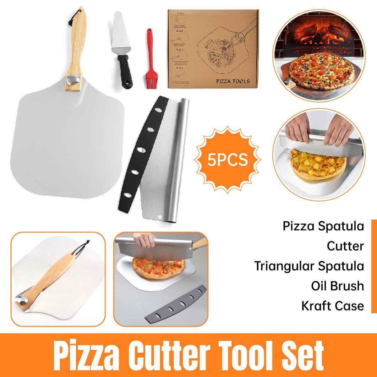 Aluminum Pizza Shovel 12Inch Pizza Transfer Tool with Pizza Cutter and Wheel Set V528-PIZZA-MAN-4PCS-207707