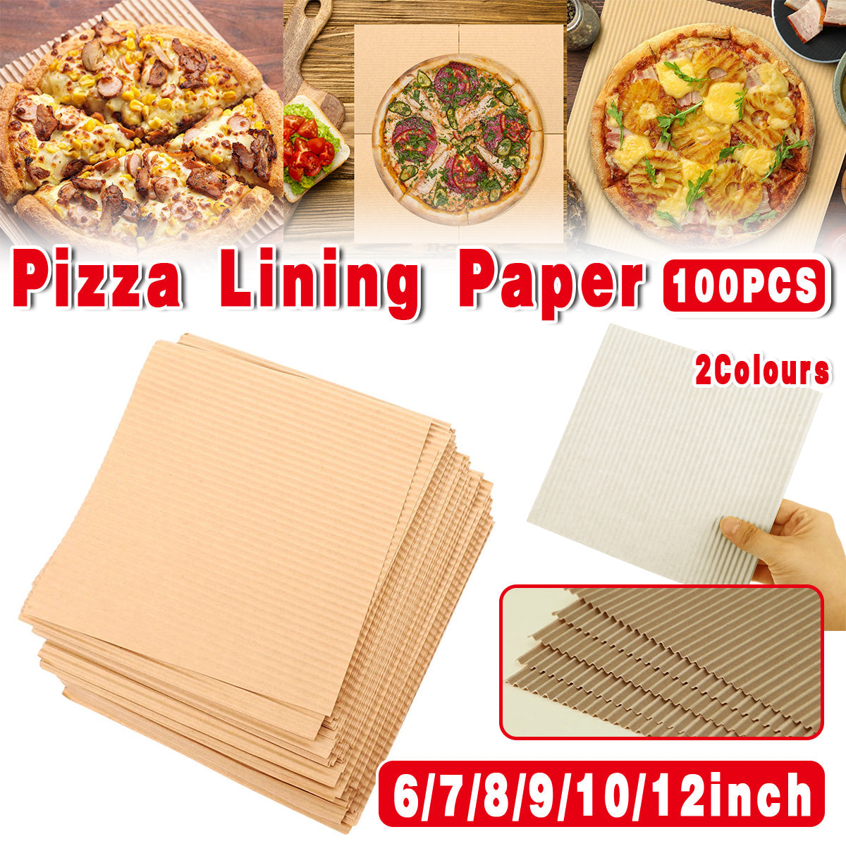 100PCS Pizza Box Pads Greaseproof Paper Food Liners Oil Resistant Pizza Mat - 10inch V528-PIZZAPADPAPER-100PCS10INCHES-293700