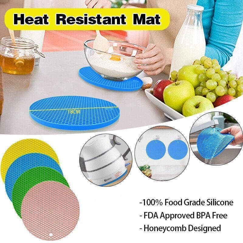 2Pcs Silicone Pot Holder Trivet Mat Hot Pads Non-Slip Heat Resistant Bpa Free V528-PLACEMAT-GREEN-70891