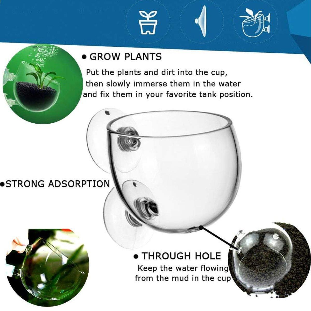 Aquarium Plant Cup for Breeding and Aquascaping Glass Water Plant Holder V528-PLANT-CUP-2PCS-576970