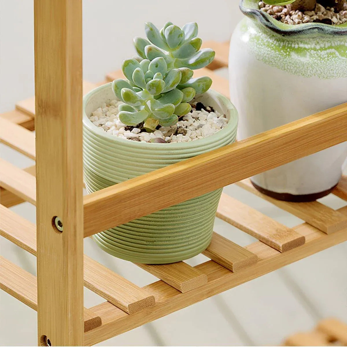 Balcony Plant Stand 3-Layer Wooden Flower Pot Corner Stand White Log Foldable - White V528-PLANT-STAND-3-WHITE-136985