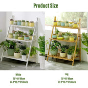 Balcony Plant Stand 3-Layer Wooden Flower Pot Corner Stand White Log Foldable - White V528-PLANT-STAND-3-WHITE-136985