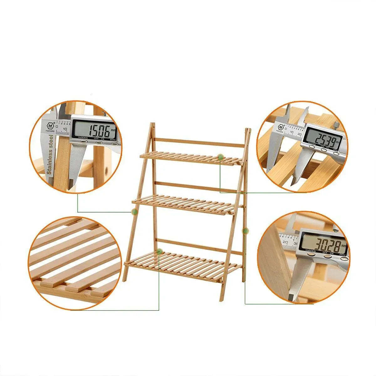 Balcony Plant Stand 3-Layer Wooden Flower Pot Corner Stand White Log Foldable - White V528-PLANT-STAND-3-WHITE-136985