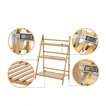 Balcony Plant Stand 3-Layer Wooden Flower Pot Corner Stand White Log Foldable - White V528-PLANT-STAND-3-WHITE-136985