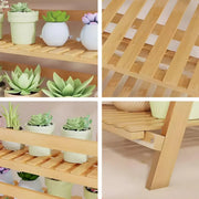 Balcony Plant Stand 3-Layer Wooden Flower Pot Corner Stand White Log Foldable - White V528-PLANT-STAND-3-WHITE-136985