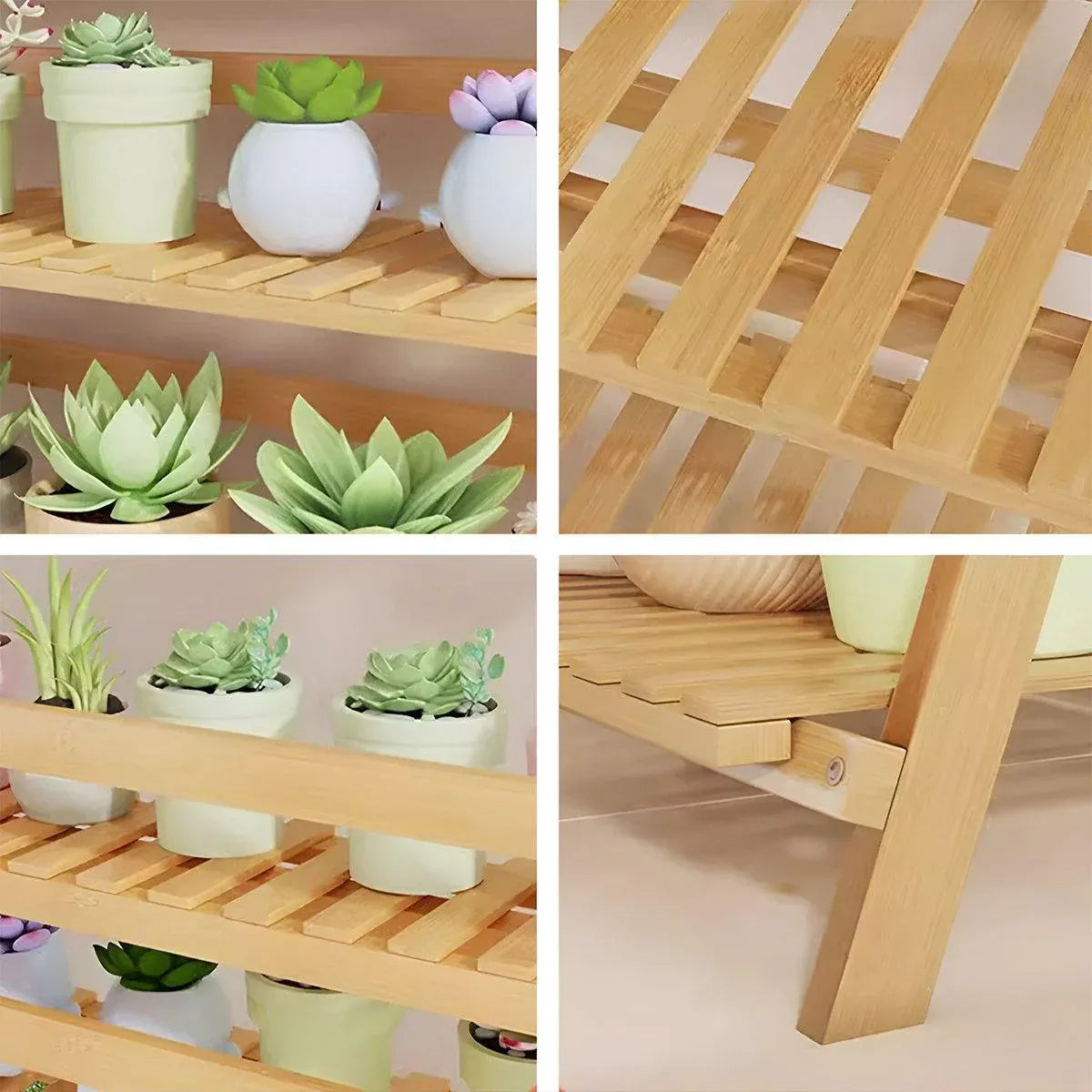 Balcony Plant Stand 3-Layer Wooden Flower Pot Corner Stand White Log Foldable - White V528-PLANT-STAND-3-WHITE-136985