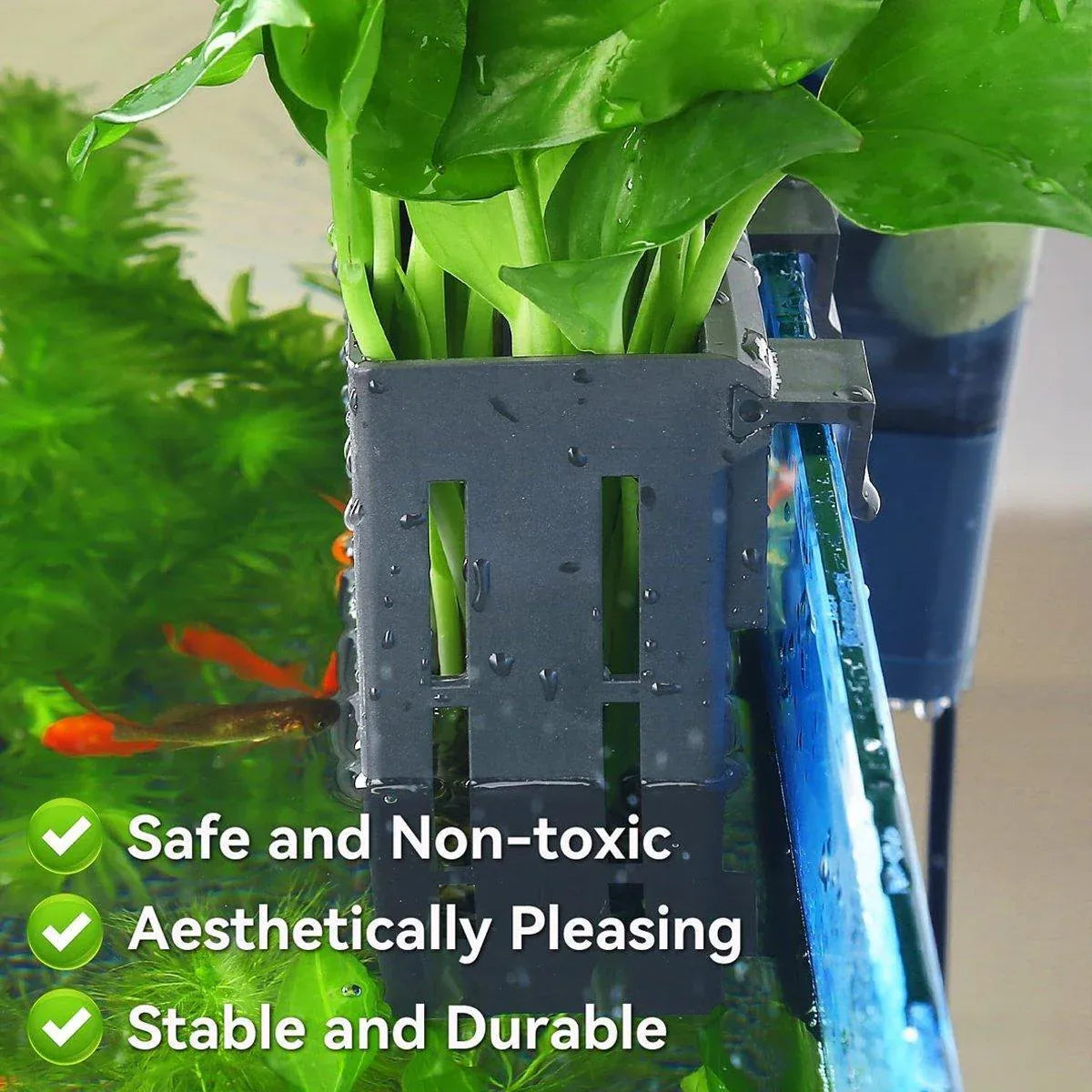 Hydroponic Plant Storage Rack Fish Tank Decoration Square Aquarium Basket Holder - White V528-PLANT-STAND-W-3PCS-173577