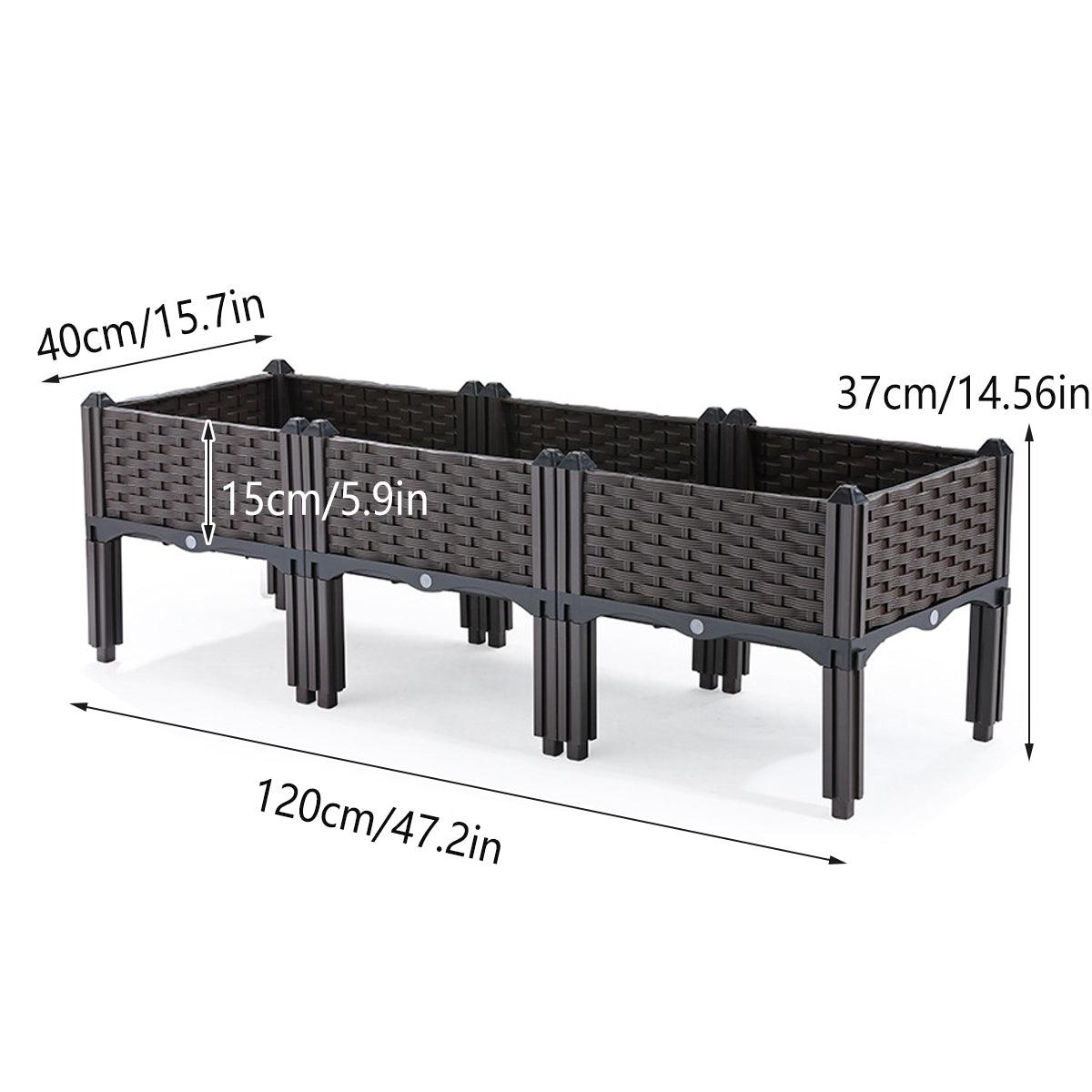 Outdoor Rectangular Balcony Vegetable Planter Box Garden Flower Planting V528-PLANTER-120-40-37CM-556359