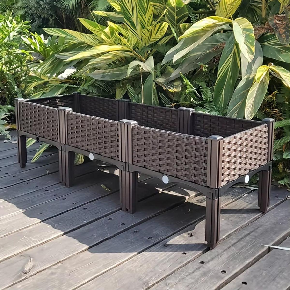 Outdoor Rectangular Balcony Vegetable Planter Box Garden Flower Planting V528-PLANTER-120-40-37CM-556359