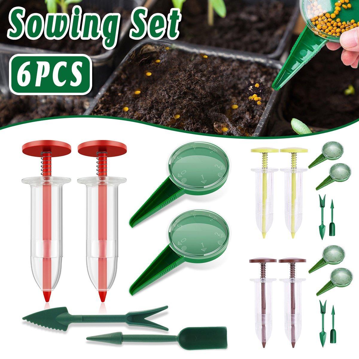 6PCS Garden Seeder Set Mini Seed Planting Tools Manual Seeder for Gardening - Yellow Green V528-PLANTER-6PCS-YELLOW-GREEN-756444